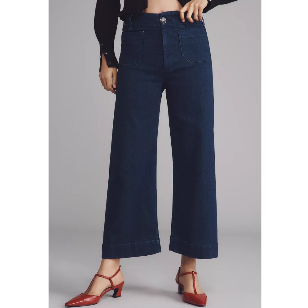 Anthropologie Maeve The Colette Cropped Wide-Leg Jeans Denim Dark 28P